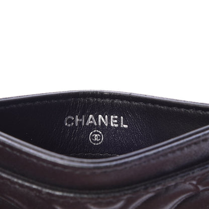 Chanel Lambskin Camellia Embossed Card Holder Black 6 of 9