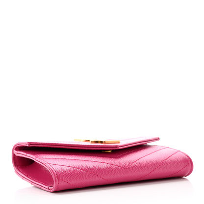 Saint Laurent Grain De Poudre Matelasse Chevron Small Monogram Envelope Wallet Bubblegum 4 of 12