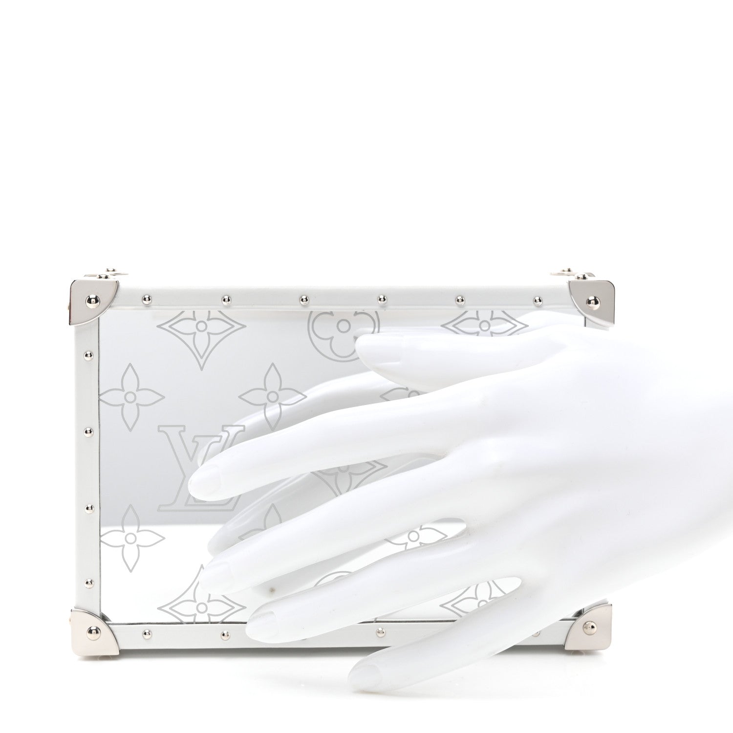 Louis Vuitton Calfskin Mirror Monogram Etched Jewelry Box Trunksu White 2 of 10