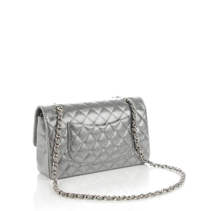 Chanel Calfskin Metallic Pixel Effect Medium Double Flap Silver 3 of 7