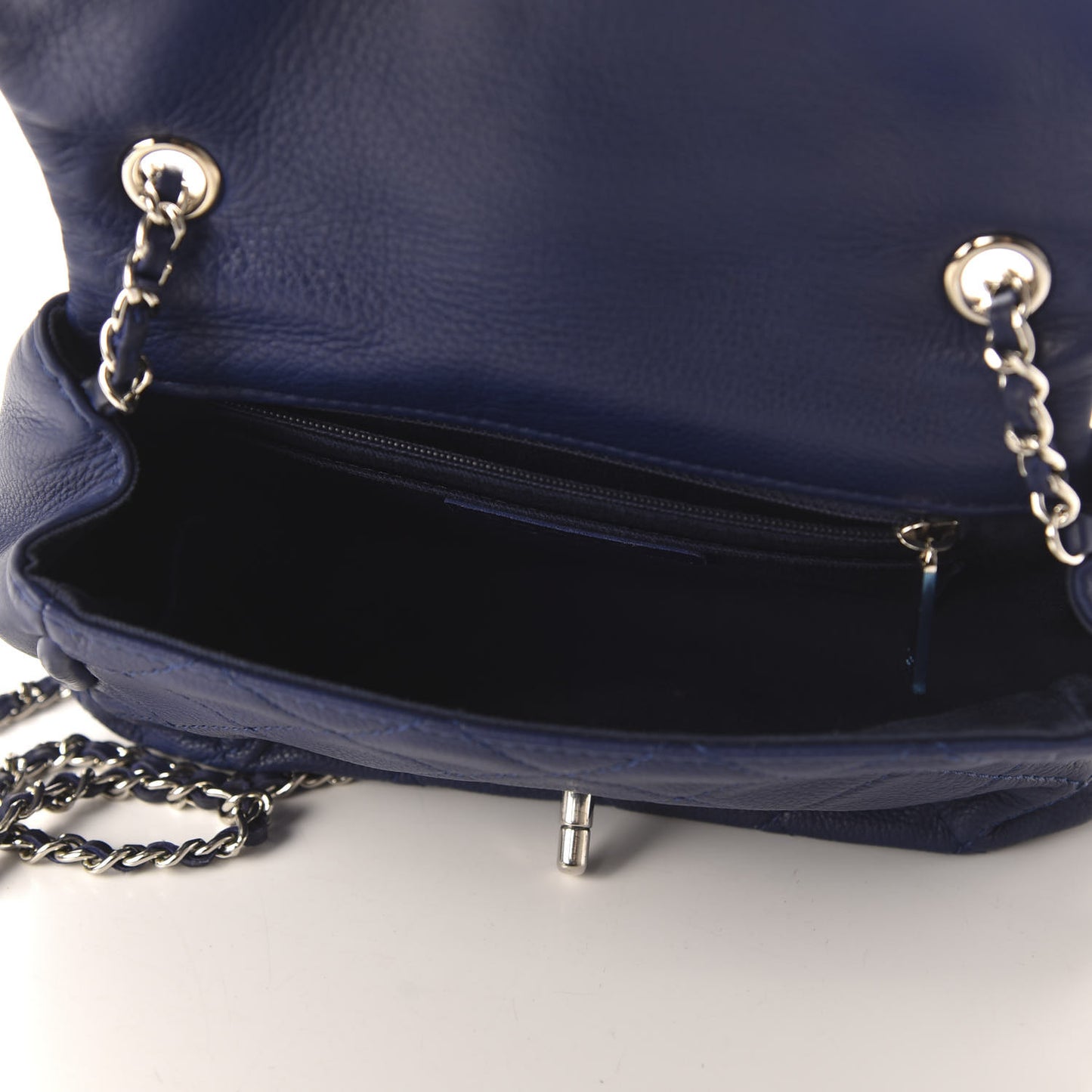 Calfskin Quilted CC Curvy Flap Blue