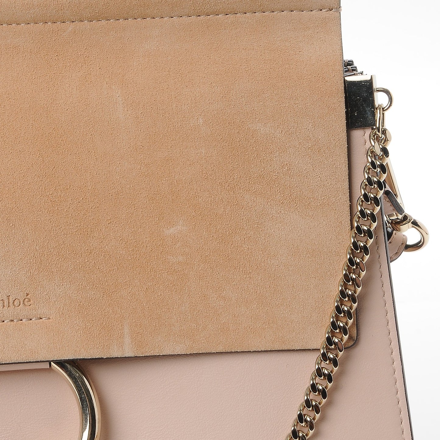 Calfskin Suede Medium Faye Shoulder Bag Cement Pink