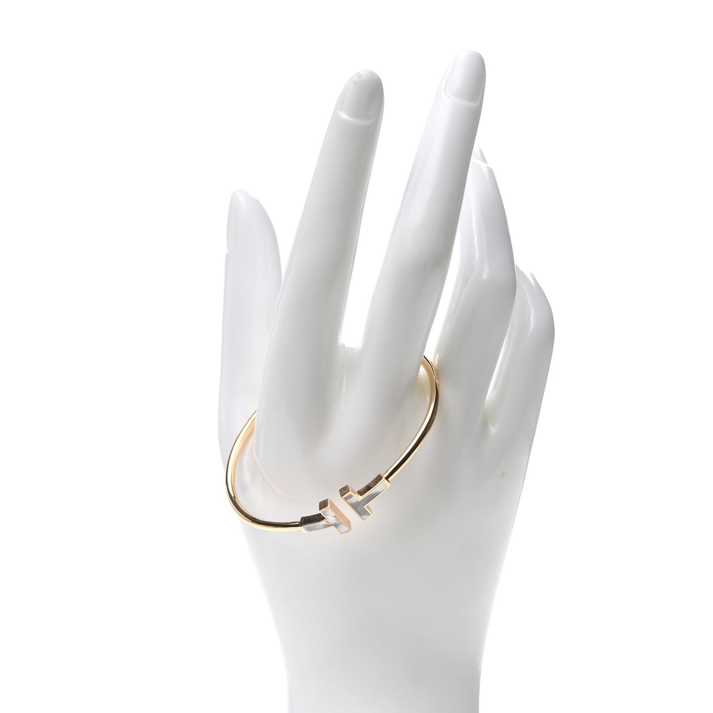 18K Yellow Gold Mother of Pearl T Wire Bracelet