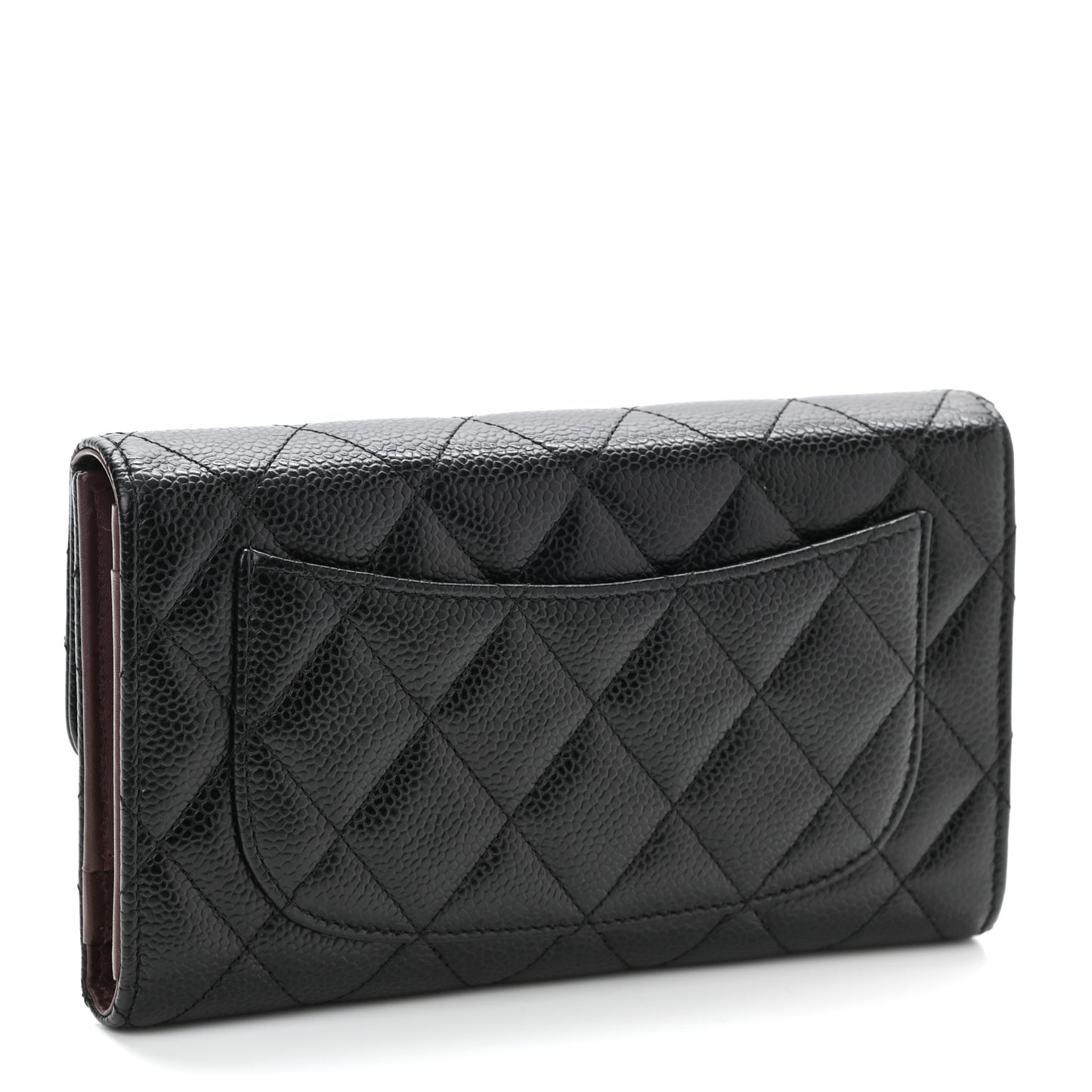 Caviar Quilted Large Flap Wallet Black