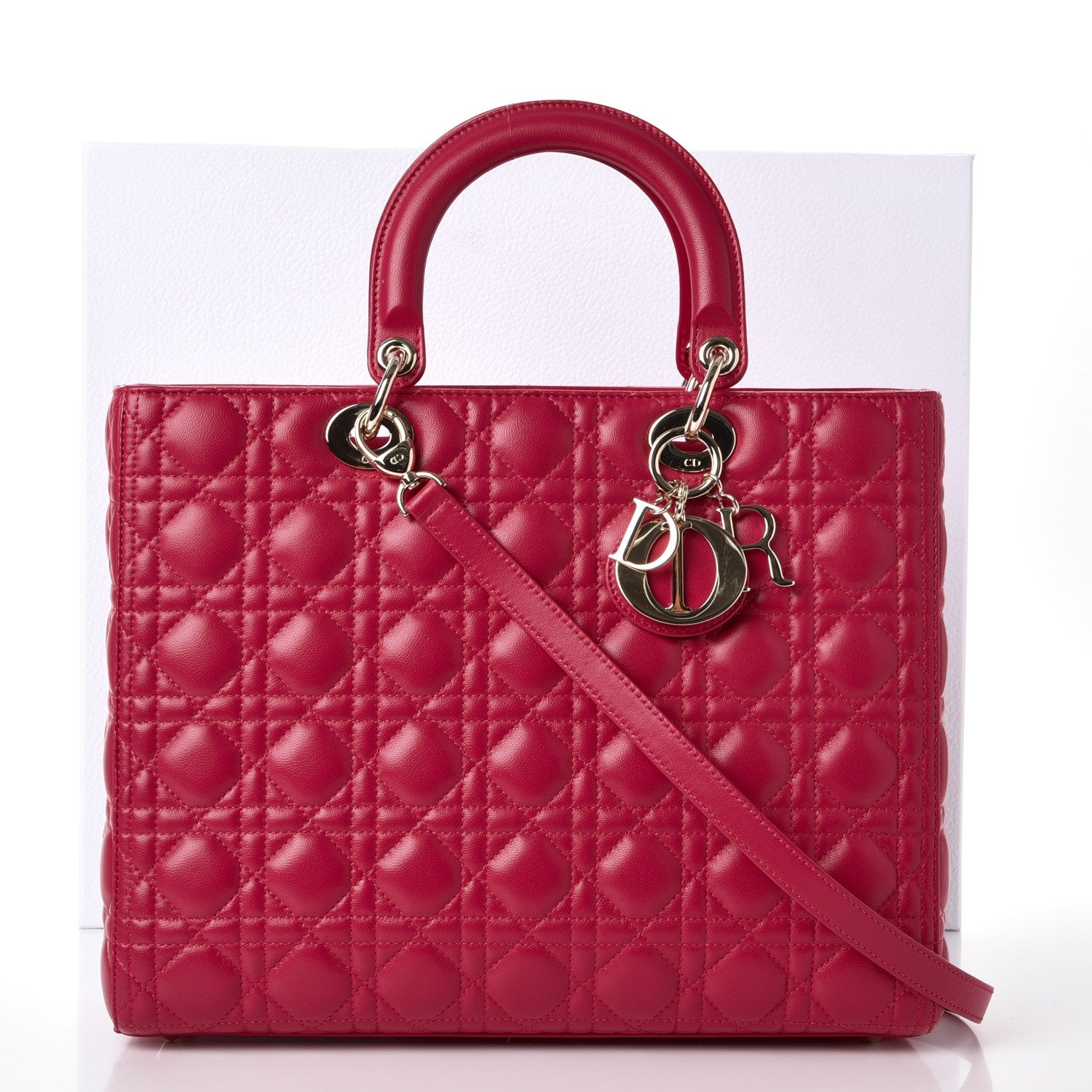 Christian Dior Lambskin Cannage Large Lady Dior Fuchsia 9 of 9