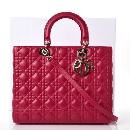 Christian Dior Lambskin Cannage Large Lady Dior Fuchsia 9 of 9