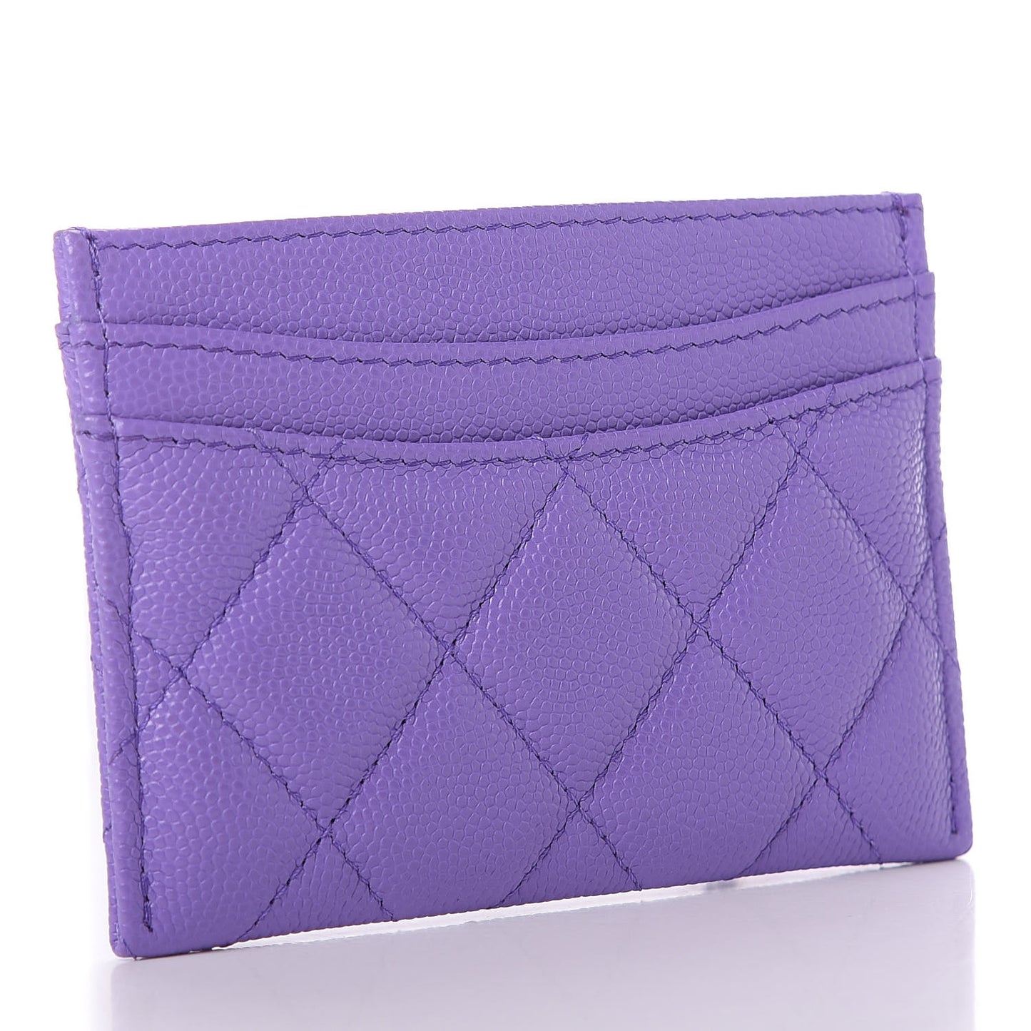 Caviar Quilted Card Holder Purple