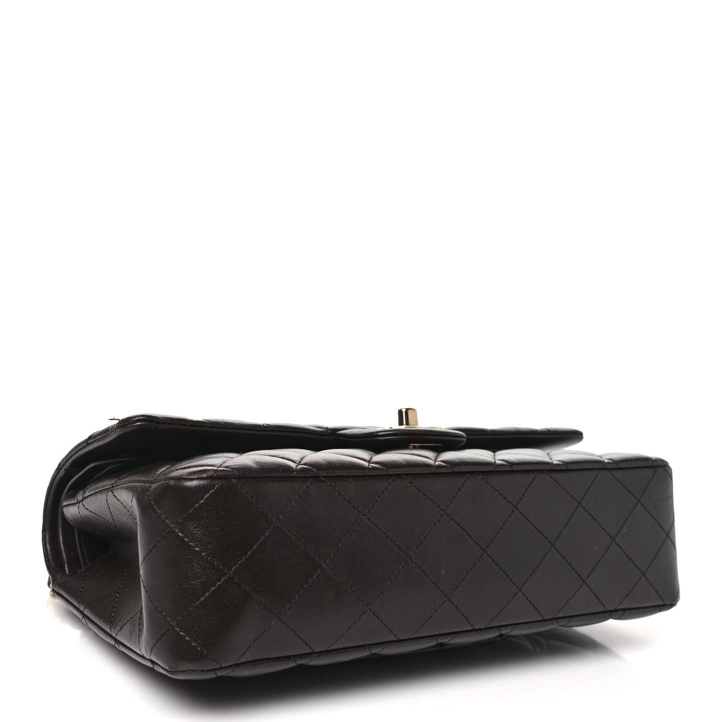 Lambskin Quilted Medium Double Flap Dark Brown