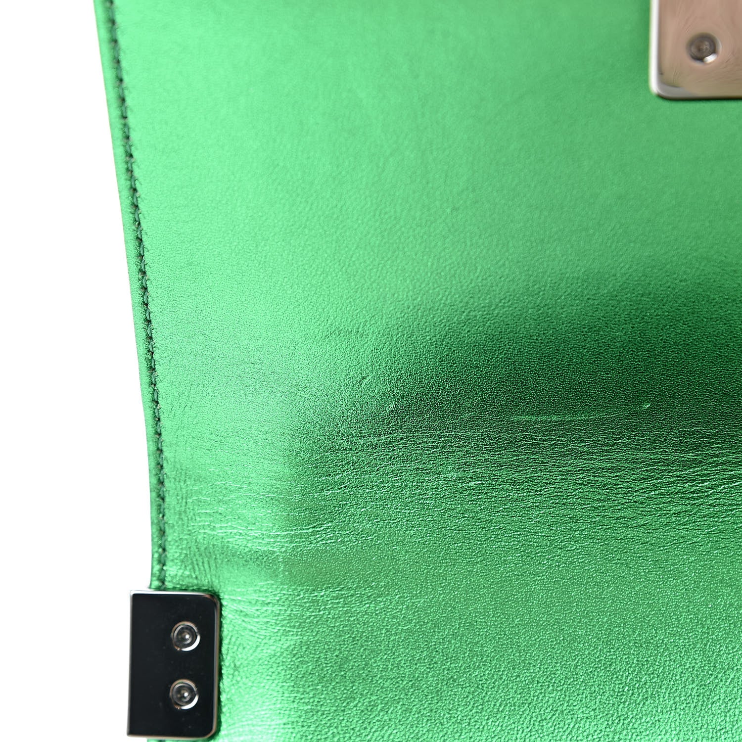 Chanel Metallic Patent Calfskin Quilted Small Boy Flap Green 13 of 13