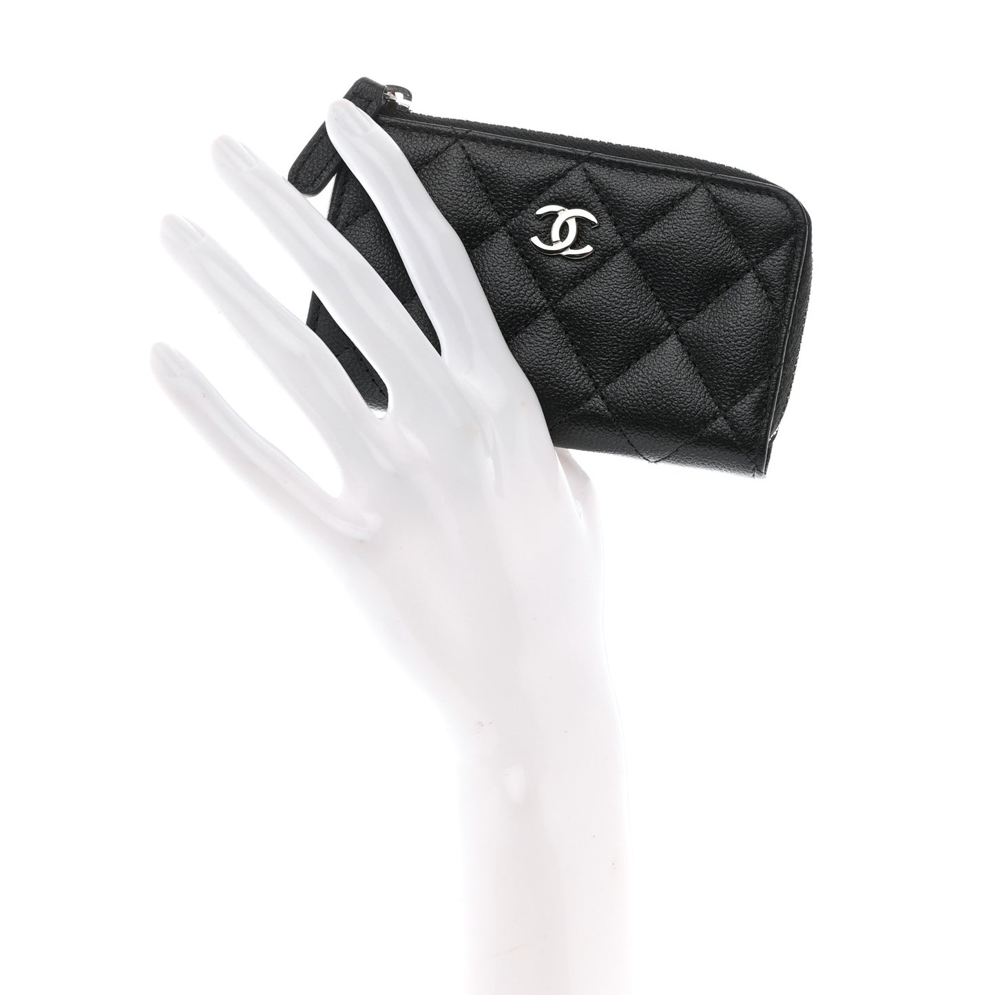 Caviar Quilted Key Holder Case Black
