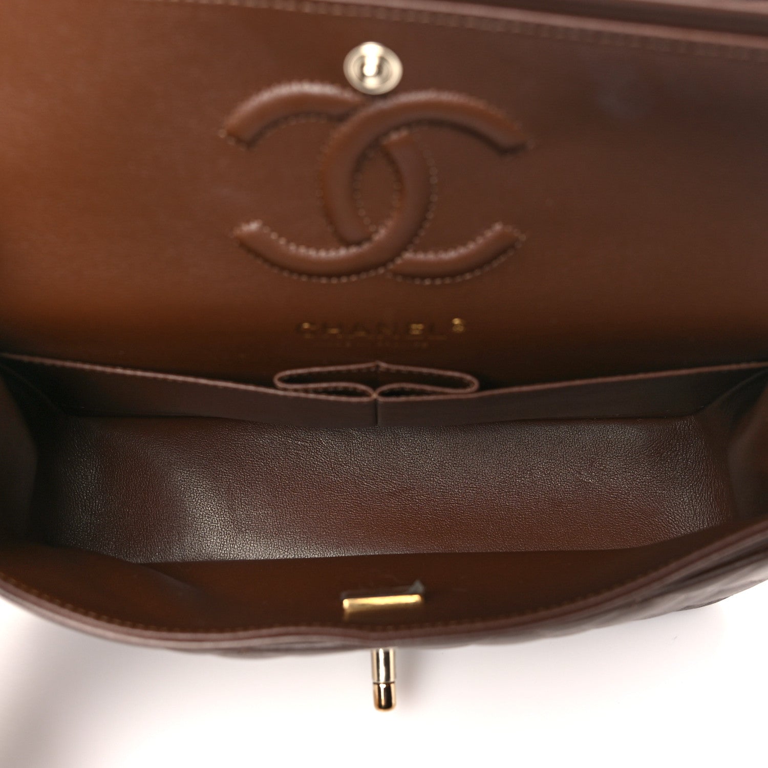 Chanel Lambskin Quilted Small Double Flap Dark Brown 5 of 10