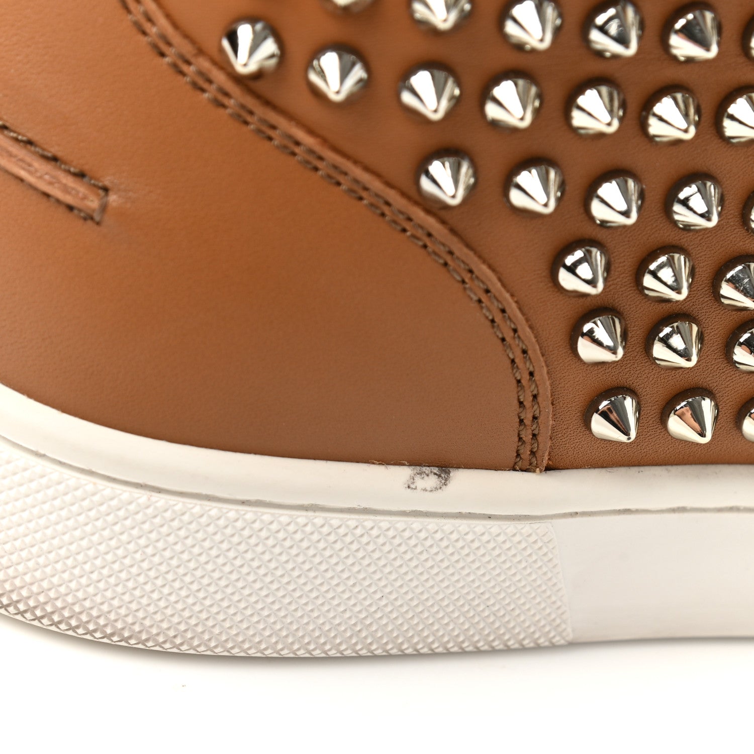 Christian Louboutin Calfskin Mens Lou Spikes Flat Sneakers 40 Brown 12 of 13