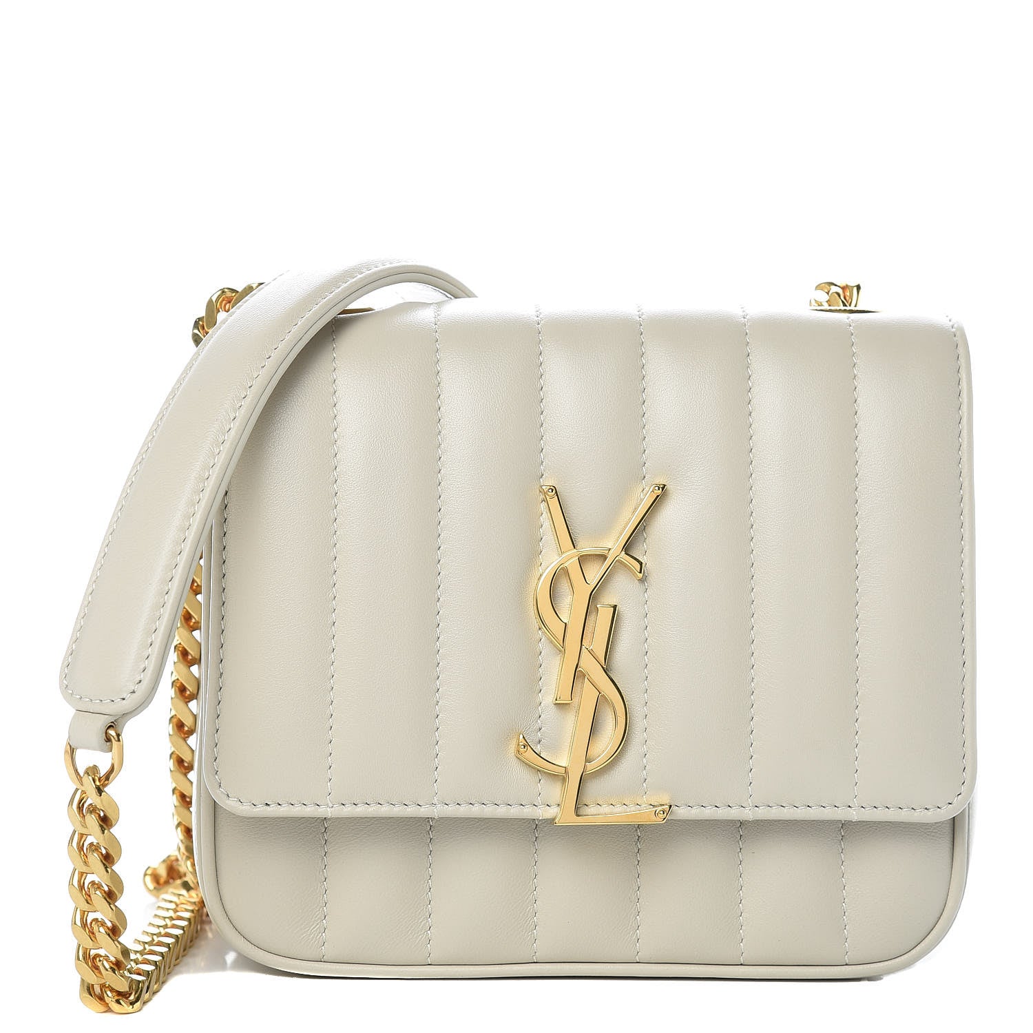 Saint Laurent SAINT LAUREN Lambskin Matelasse Small Vicky Chain Bag White 1 of 11