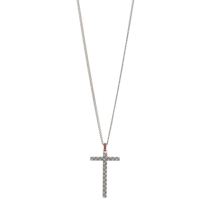 Gucci Sterling Silver Enamel Diamantissima Cross Pendant Necklace 1 of 5