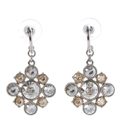 Chanel Crystal CC Drop Earrings Silver 1 of 4