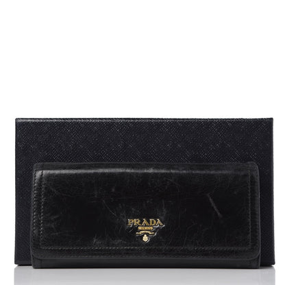 Prada Vitello Shine Zip Flap Wallet Black 17 of 17
