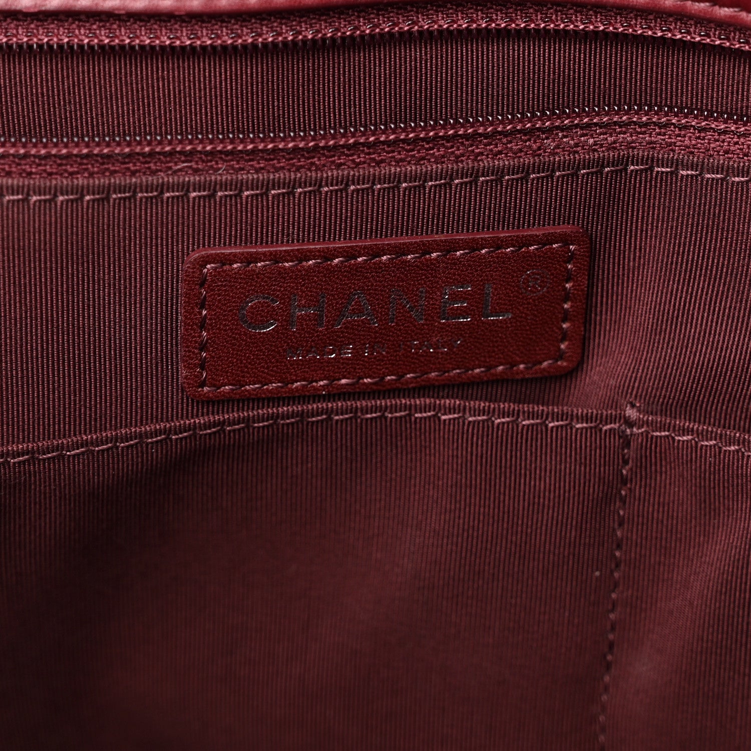 Chanel Calfskin Stitched CC Pocket Shopping Tote Dark Red 6 of 11