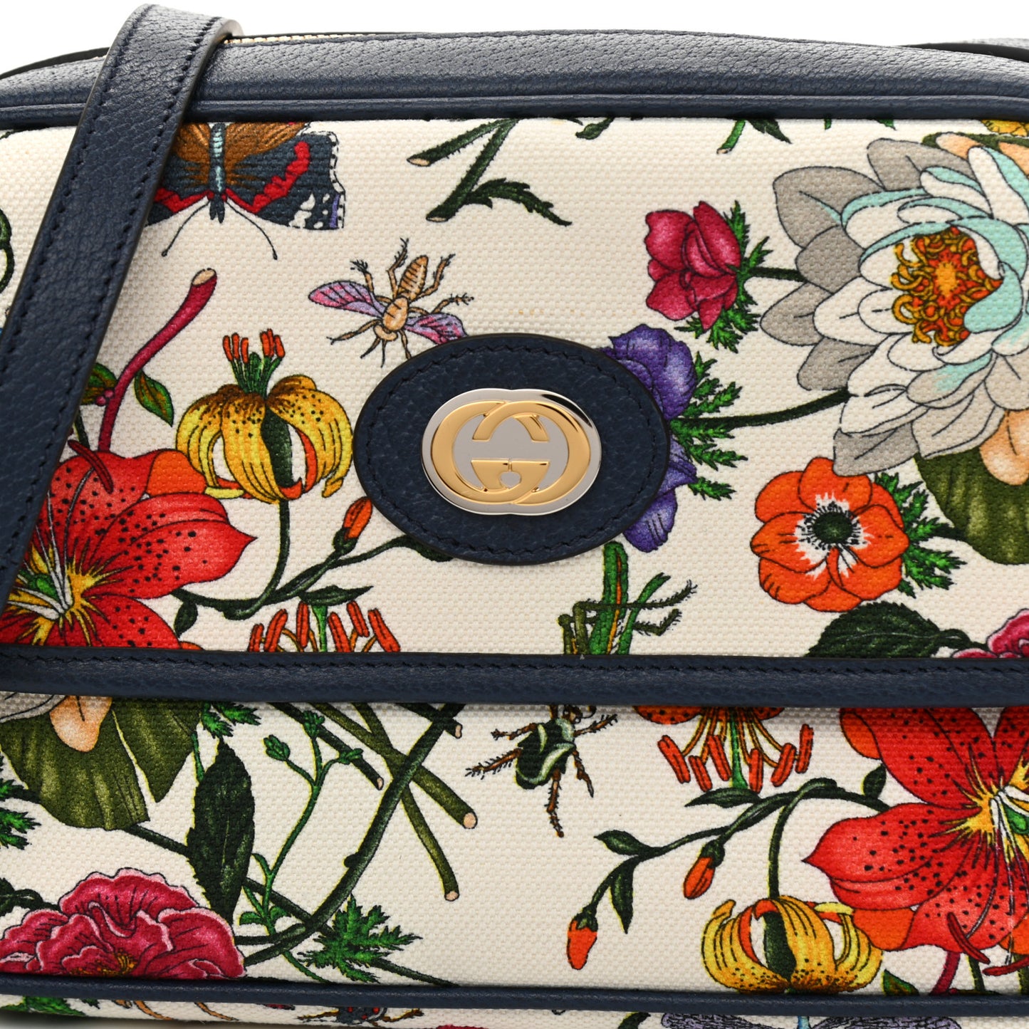 Canvas Flora Floral Shoulder Bag White Blue Agata Mulitcolor