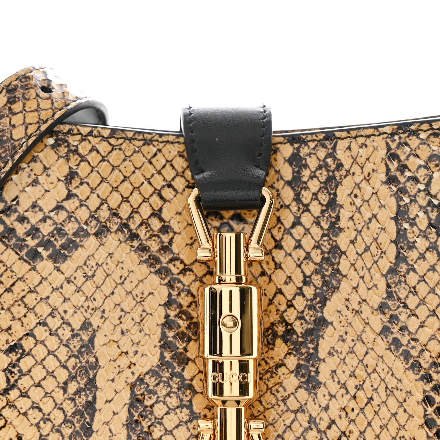 Gucci Snakeskin Calfskin Small Jackie 1961 Hobo Beige Black 8 of 11