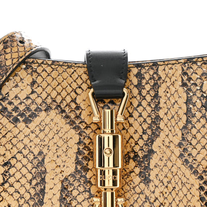 Gucci Snakeskin Calfskin Small Jackie 1961 Hobo Beige Black 8 of 11