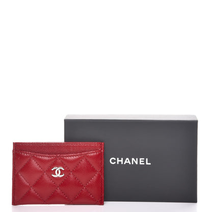 Chanel Caviar Quilted Card Holder Dark Red 9 of 9