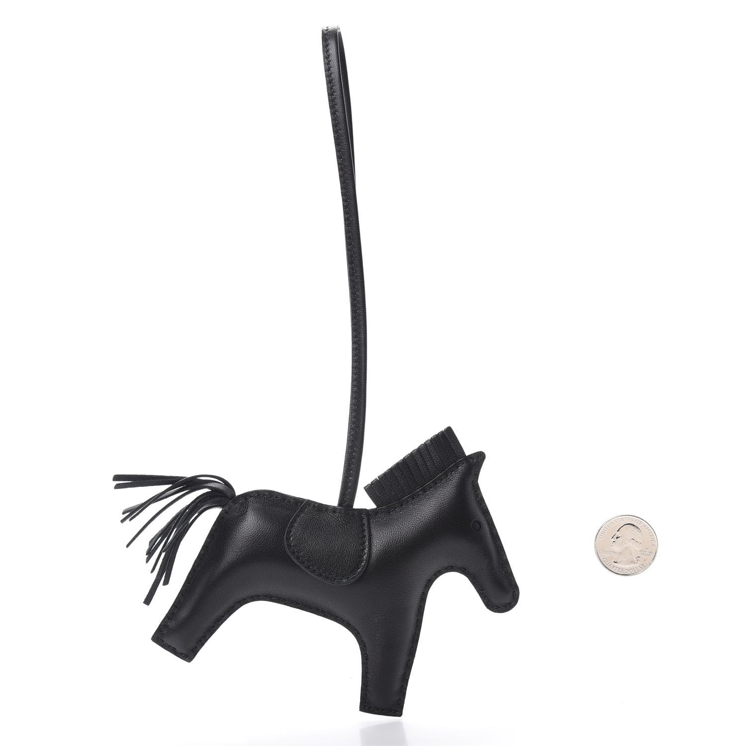 Hermes Milo Lambskin Grigri Rodeo Horse Bag Charm MM So Black 2 of 5
