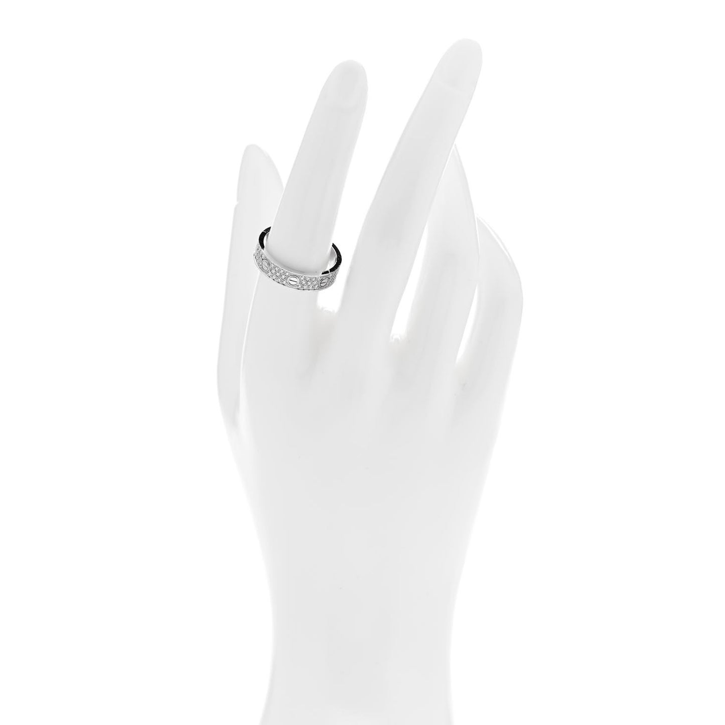 18K White Gold Diamond 5mm LOVE Paved Ring 56 7.75