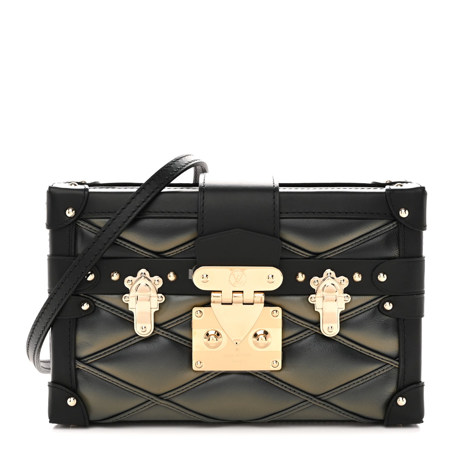 Lambskin Malletage Petite Malle Black Beige