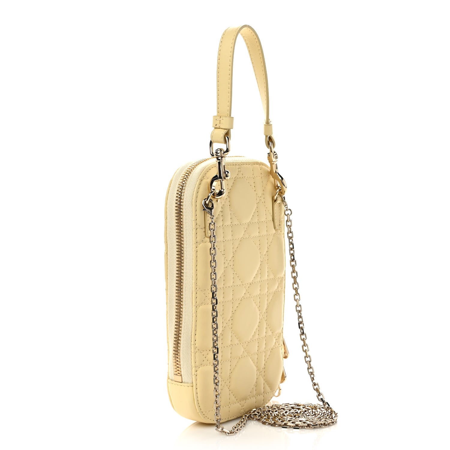 Christian Dior Lambskin Cannage Lady Dior Phone Holder Light