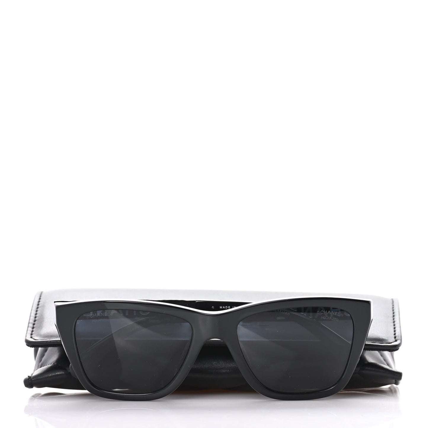 Acetate Metal Polarized Rectangle Sunglasses 5442 Black