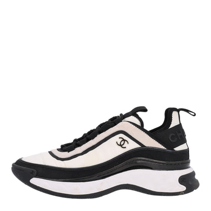 Chanel Fabric Suede Calfskin CC Sneakers 38 White Black 1 of 11