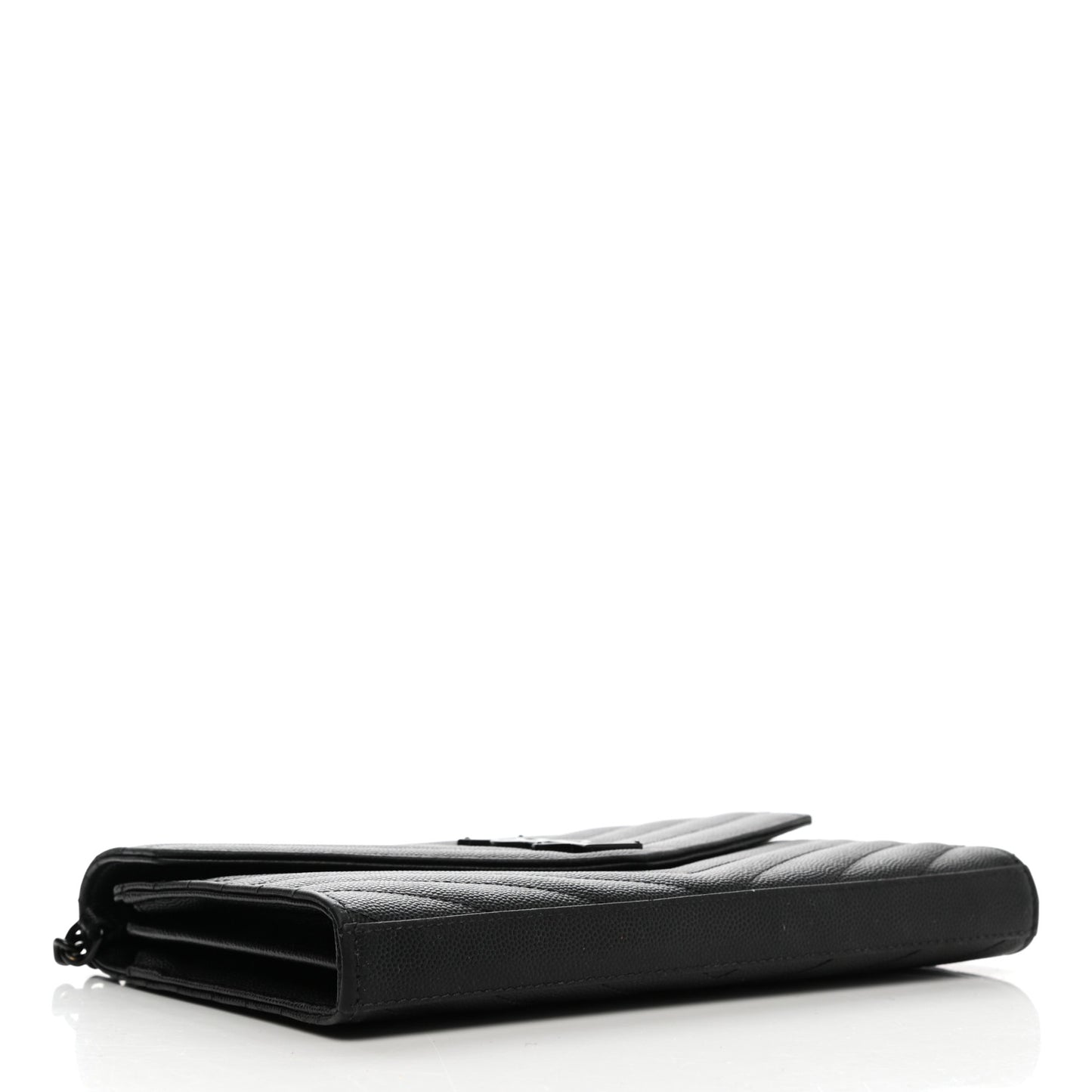 Grain De Poudre Matelasse Chevron Monogram Chain Wallet Black