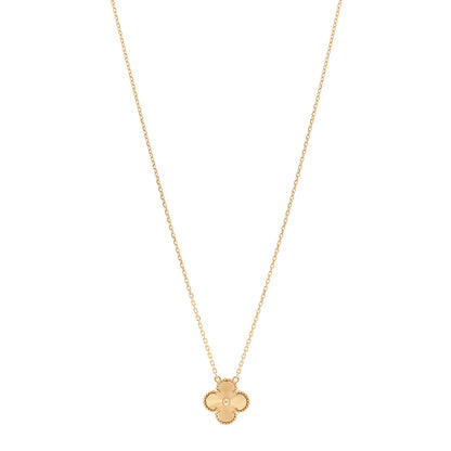 Van Cleef & Arpels 18K Yellow Gold Guilloche Vintage Alhambra Pendant Necklace 1 of 6
