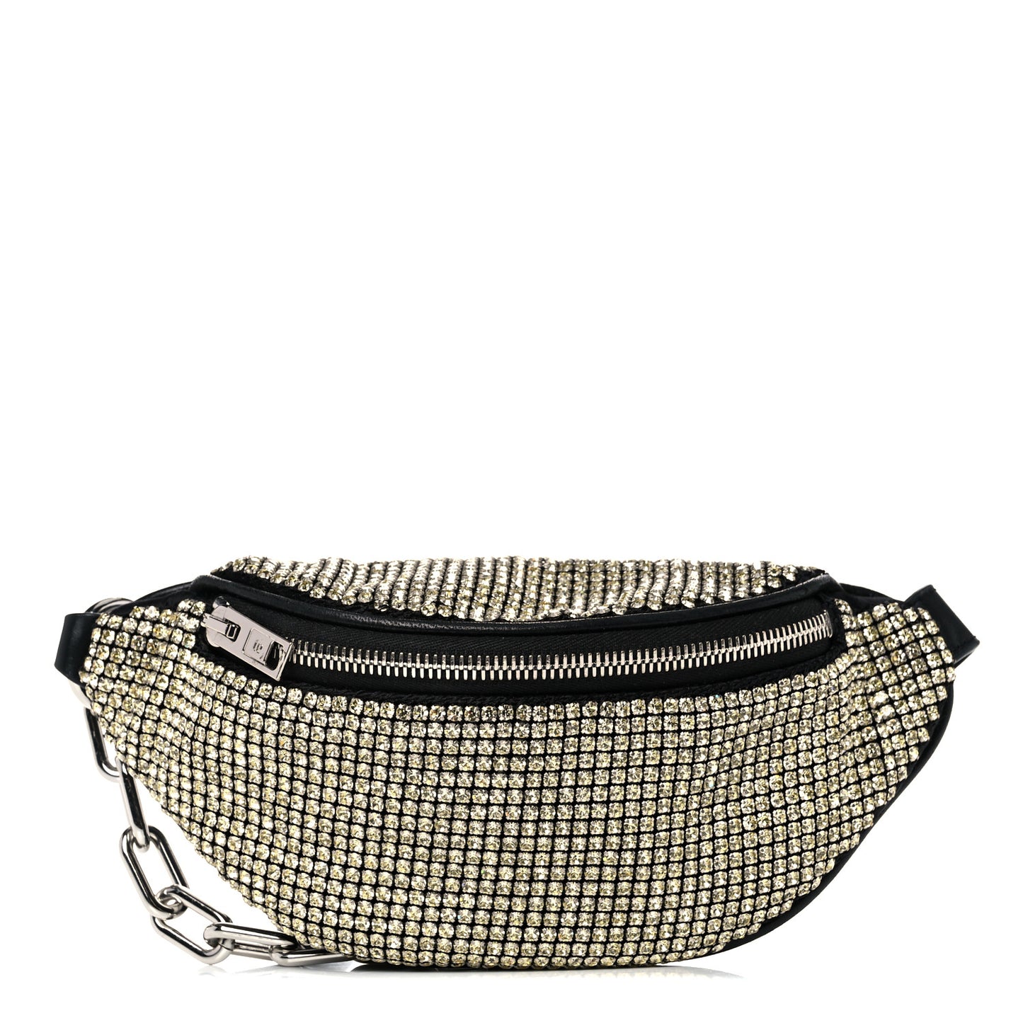 Rhinestone Mesh Mini Attica Belt Bag Black
