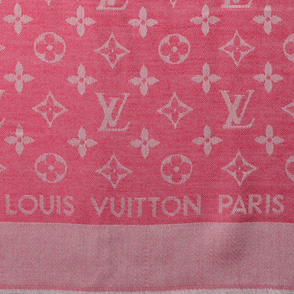 Louis Vuitton Silk Wool Monogram Denim Shawl Pivoine 3 of 5