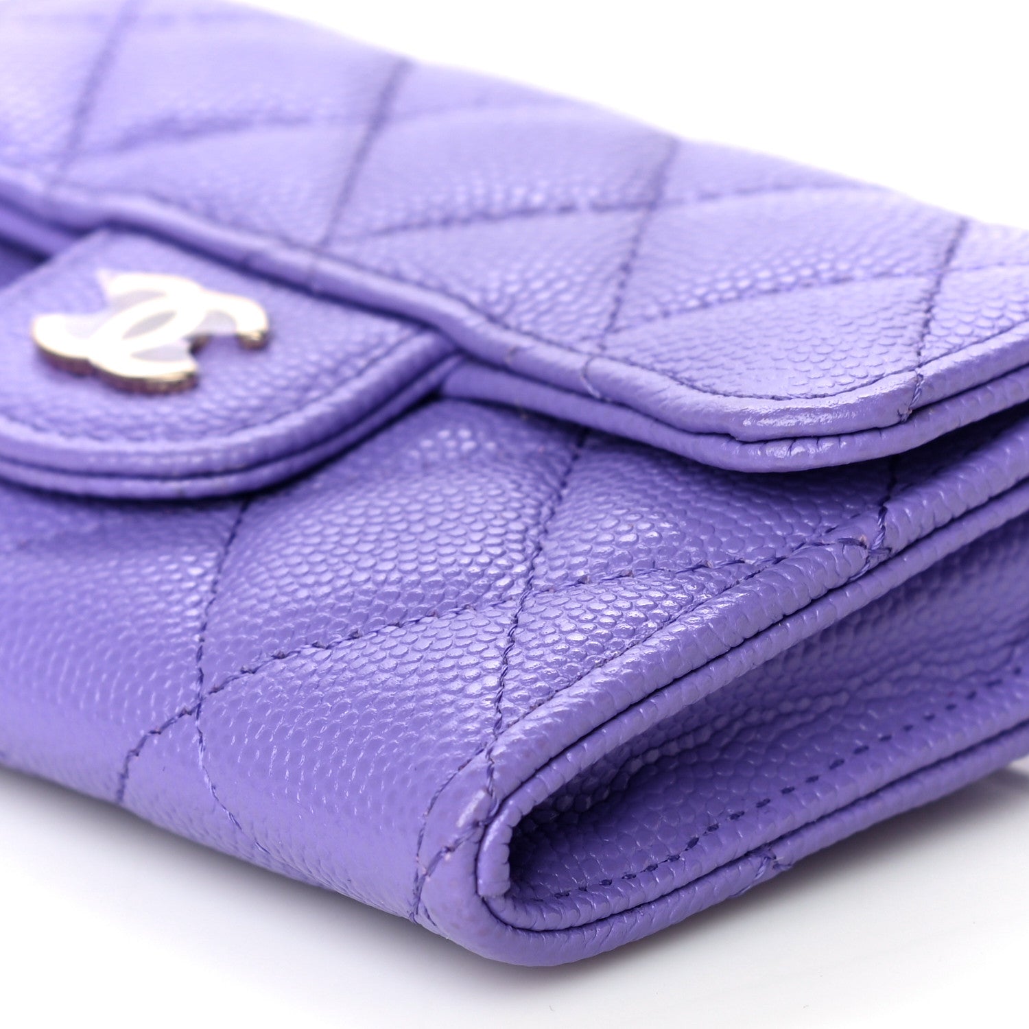 Chanel Caviar Quilted Flap Card Holder Wallet Purple 11 of 12