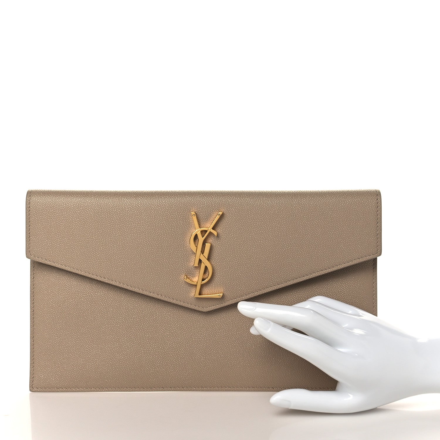 Saint Laurent Grain De Poudre Uptown Pouch Dark Beige 2 of 7