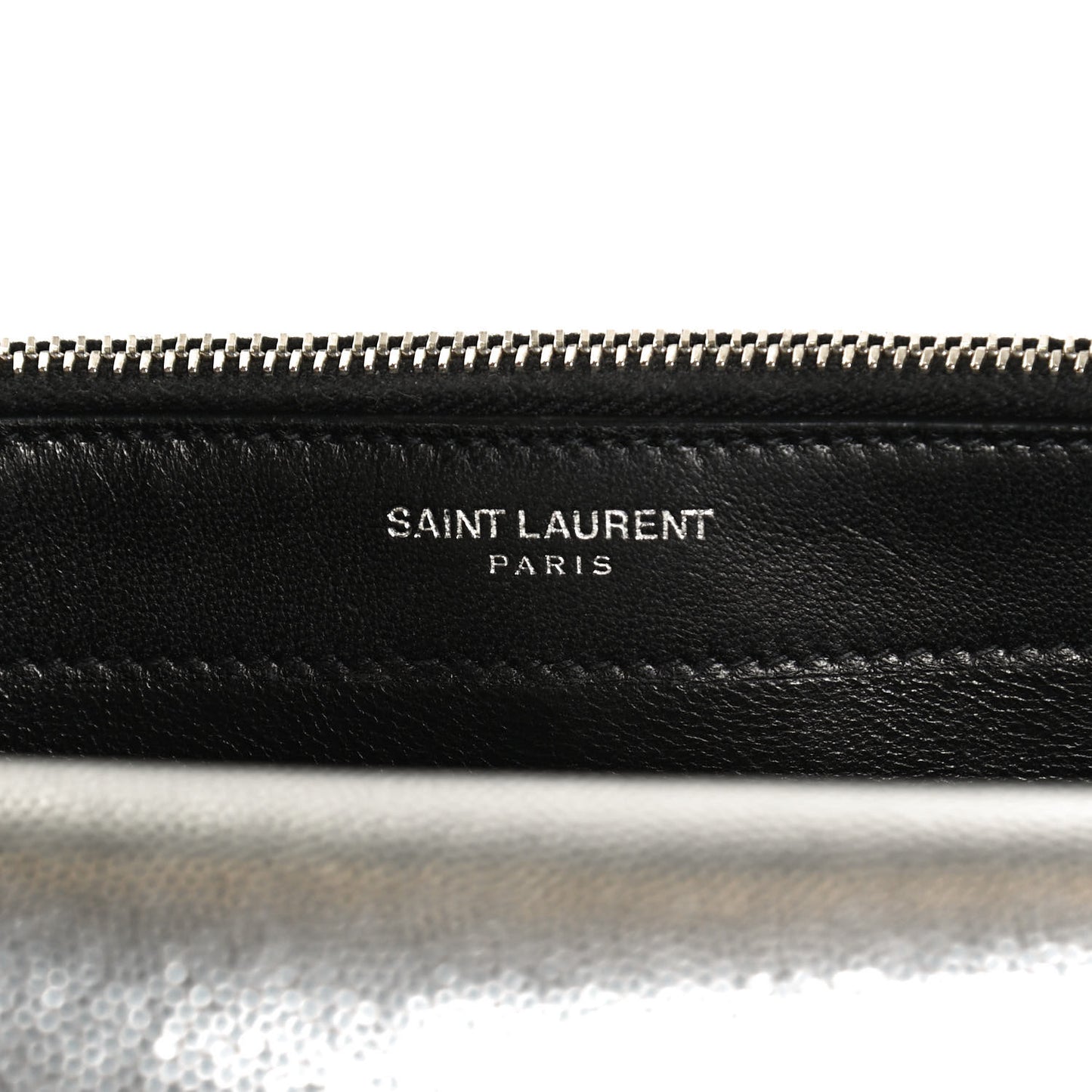 Metallic Grain De Poudre Kate Monogram Tassel Chain Wallet Silver