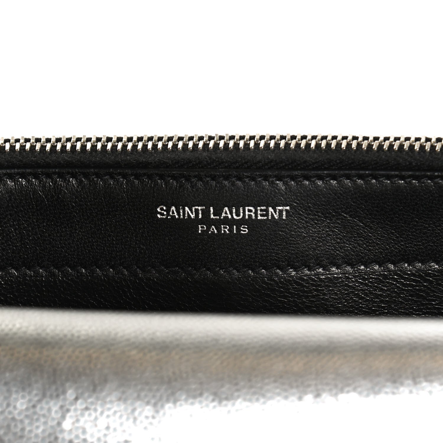 Saint Laurent Metallic Grain De Poudre Kate Monogram Tassel Chain Wallet Silver 6 of 10