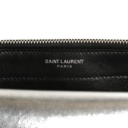 Saint Laurent Metallic Grain De Poudre Kate Monogram Tassel Chain Wallet Silver 6 of 10