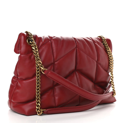 Saint Laurent Lambskin Quilted Medium Loulou Puffer Monogram Chain Satchel Opyum Red 3 of 8