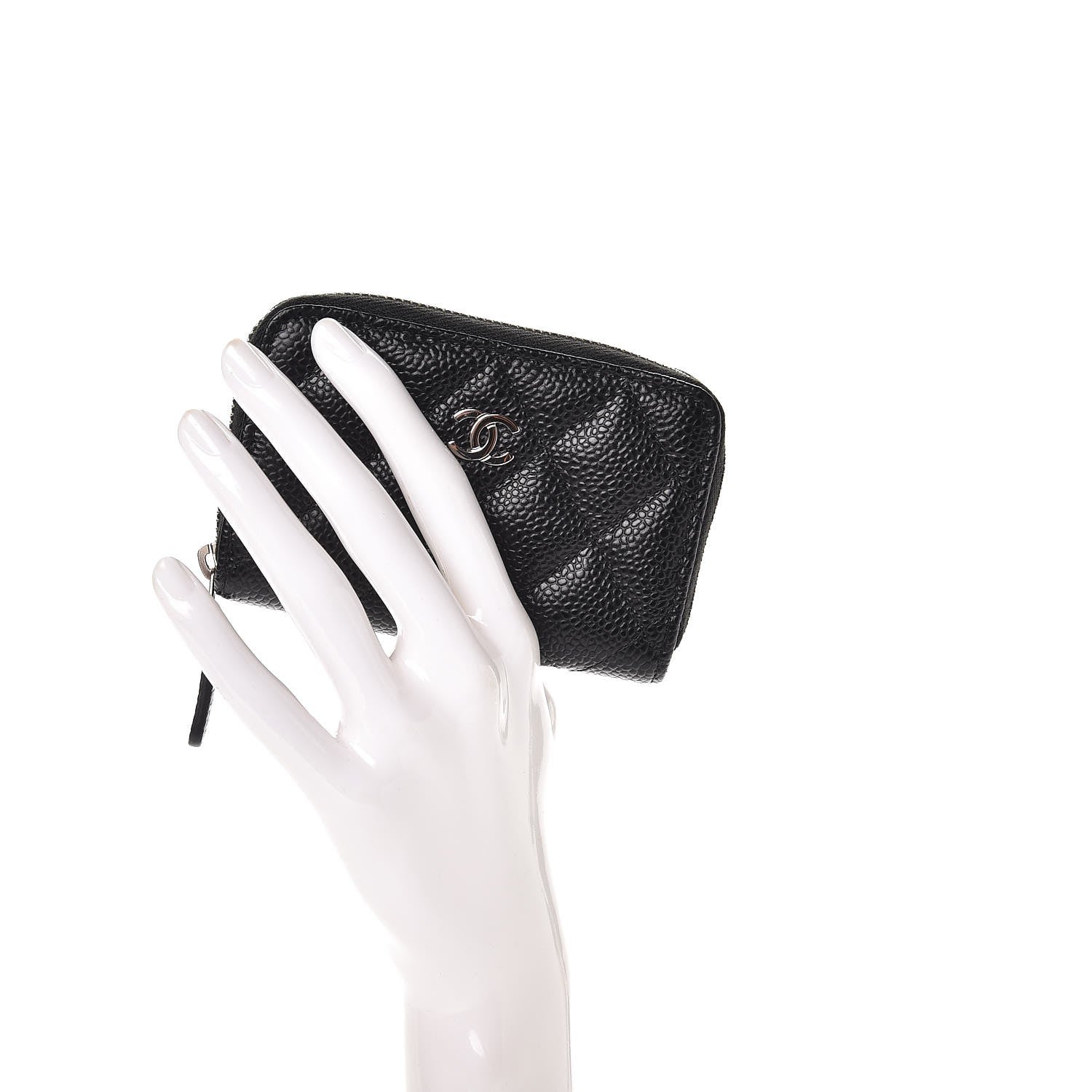 Chanel Caviar Quilted Zip Coin Purse Black 2 of 8