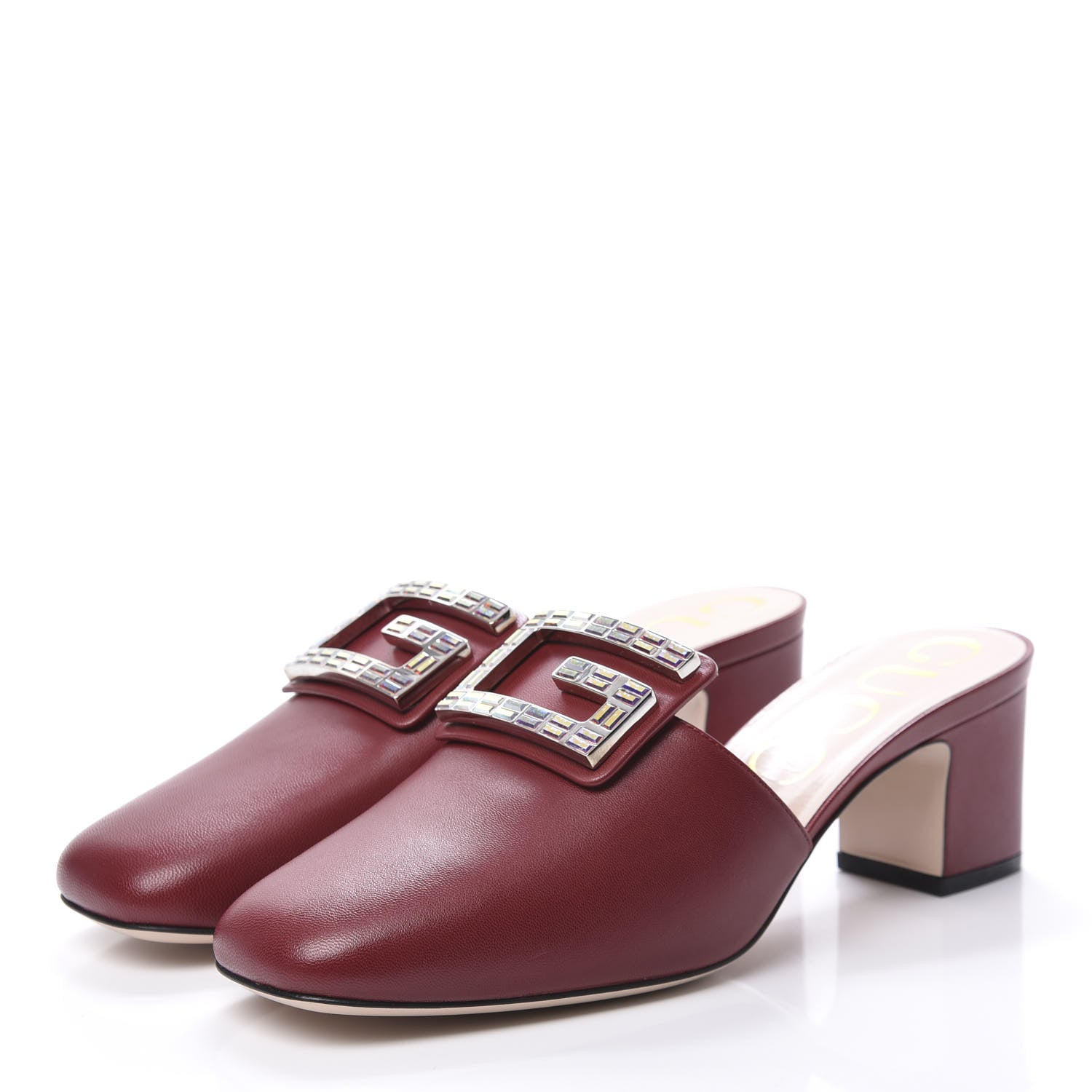 Gucci Malaga Kid Crystal Square G Madelyn Mules 39 Romantic Cerise 3 of 10