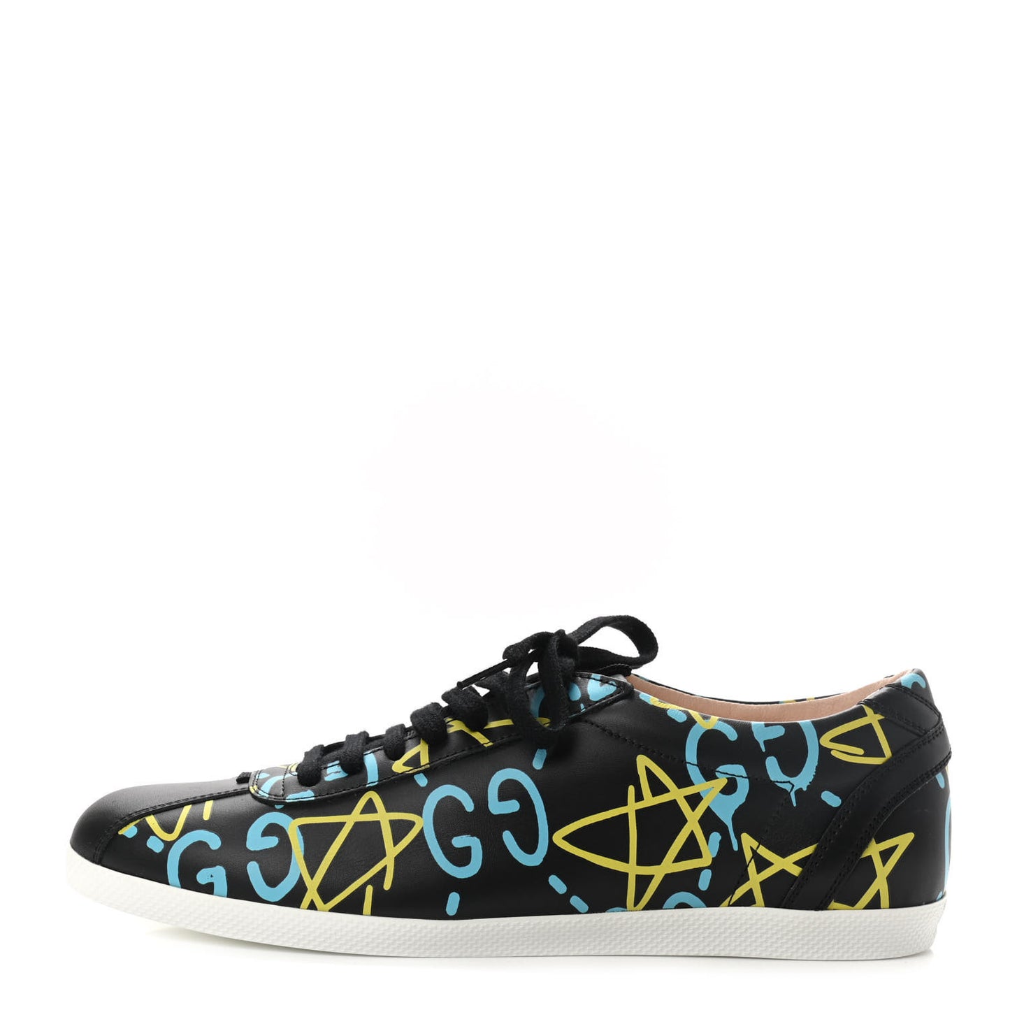Calfskin GucciGhost Print Womens Low Top Sneakers 40 Black New Acquamarine