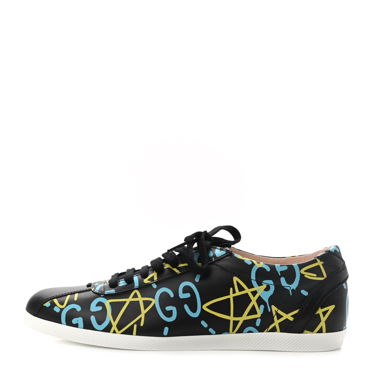 Gucci Calfskin GucciGhost Print Womens Low Top Sneakers 40 Black New Acquamarine 1 of 7