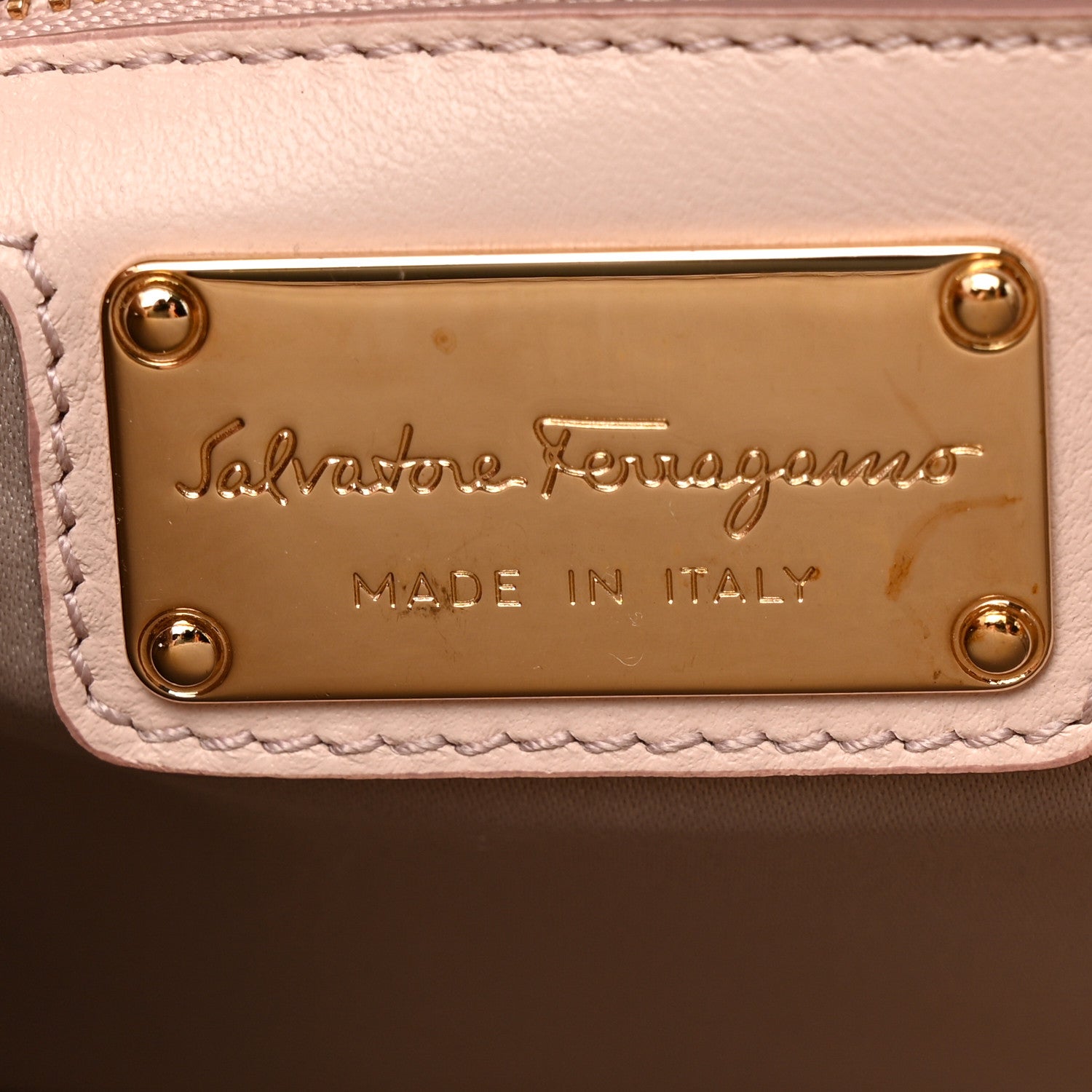 Salvatore Ferragamo Patent Calfskin Vara Bow Chain Flap Crossbody Beige 6 of 12