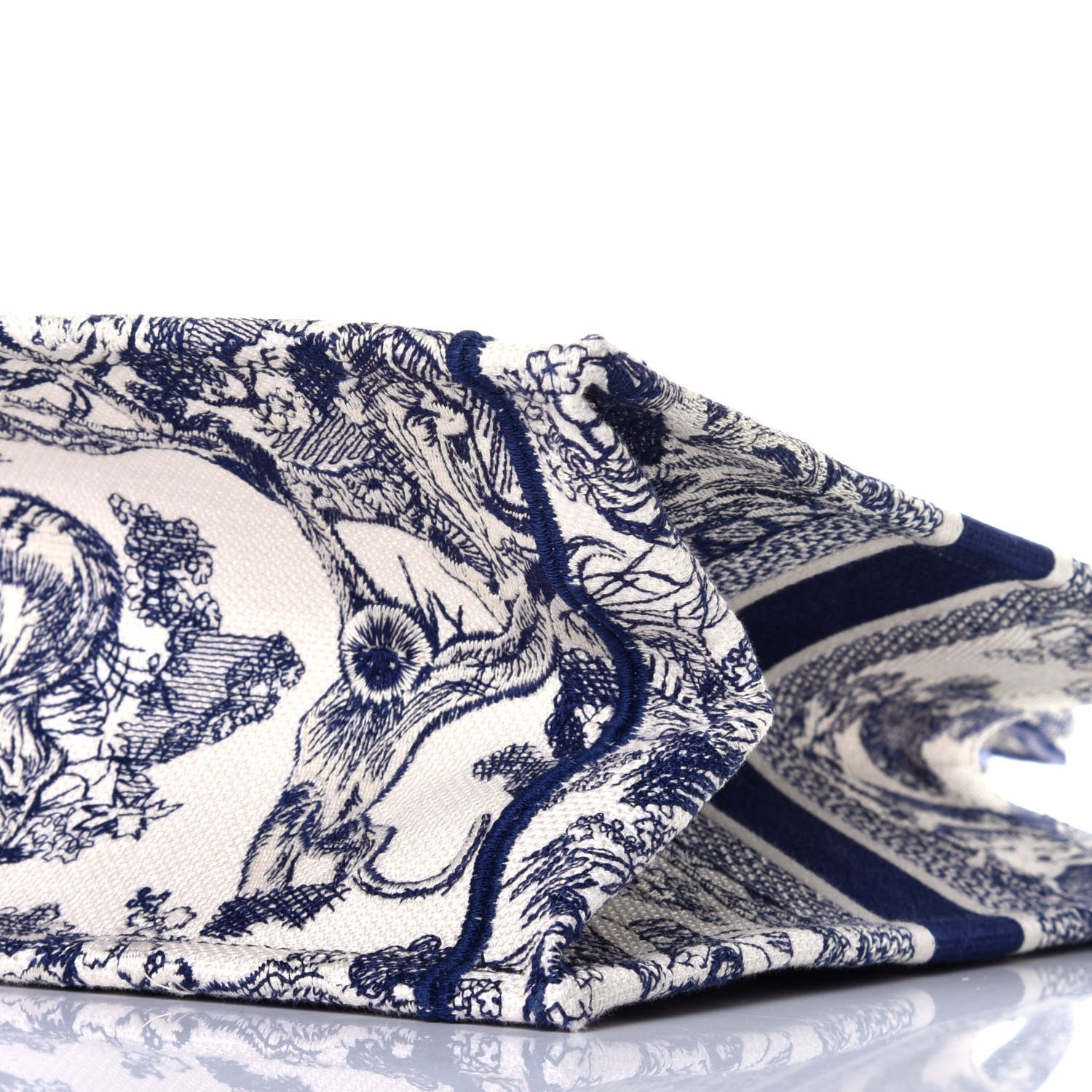 Christian Dior Canvas Embroidered Medium Dioriviera Toile De Jouy Book Tote Blue 8 of 8