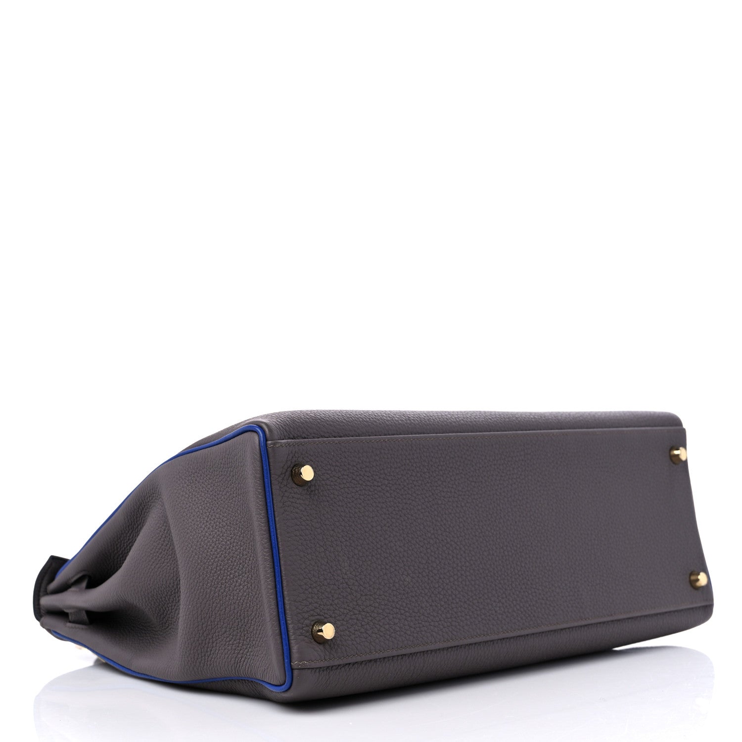 Hermes Togo Horseshoe Kelly Retourne 35 Etain Bleu Electrique 3 of 10
