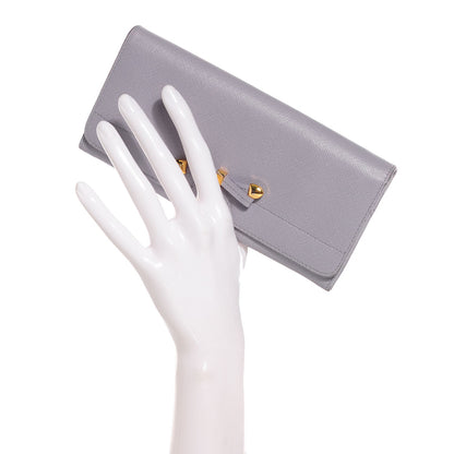 Prada Saffiano Bow Flap Wallet Glicine 2 of 7