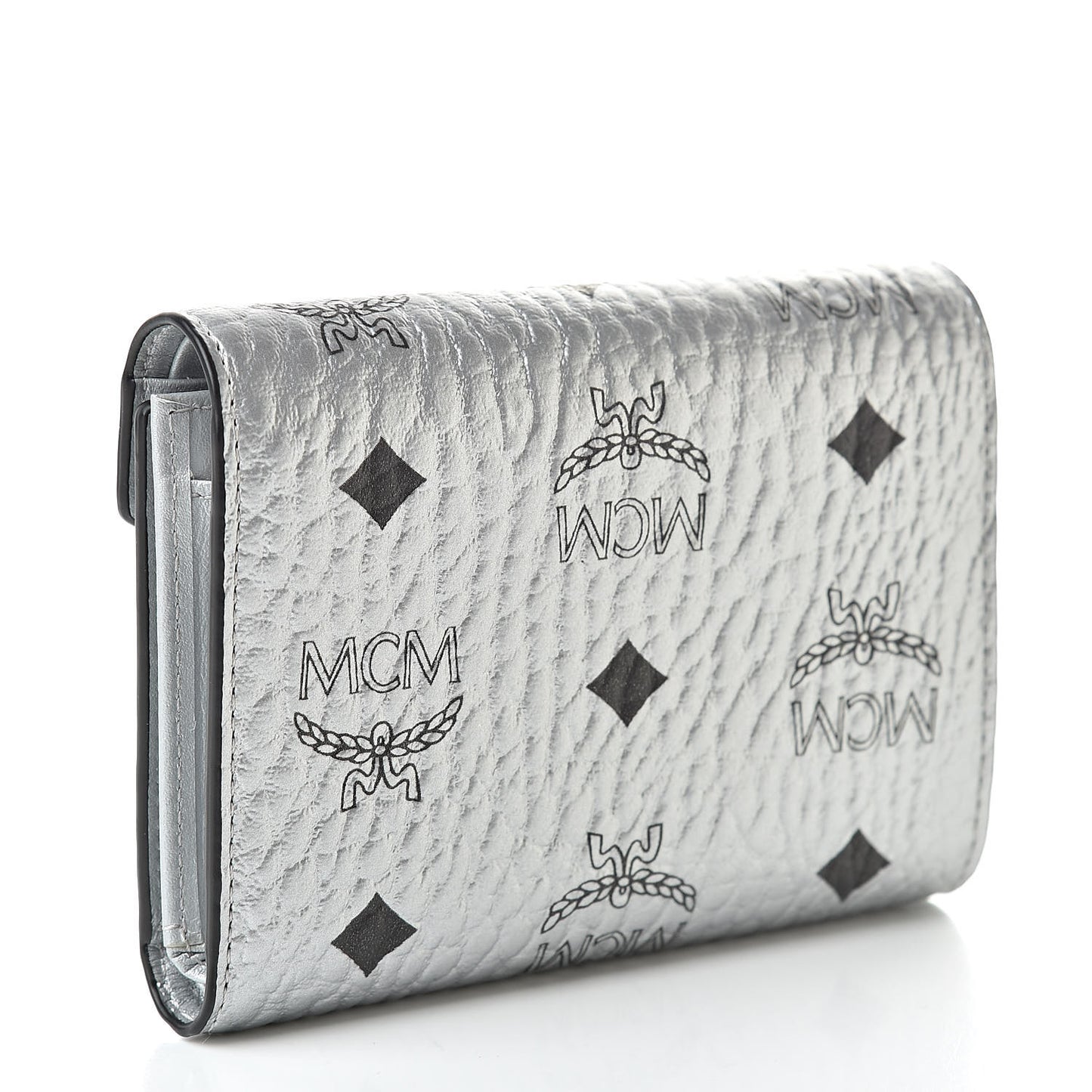 Metallic Visetos Compact Wallet Silver